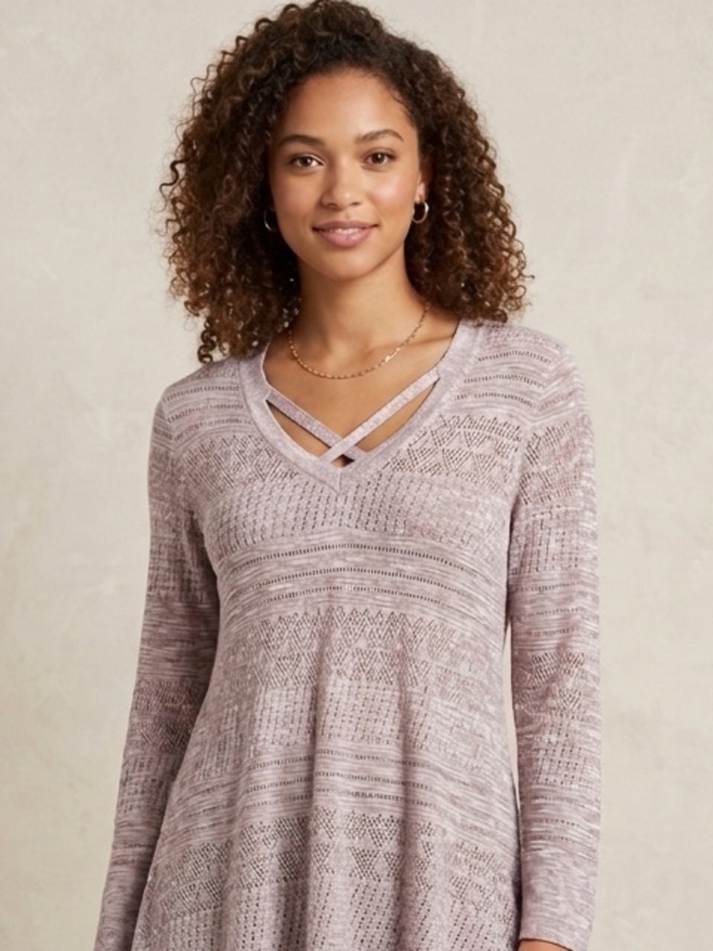 Elegant Mauve Knit Blouse